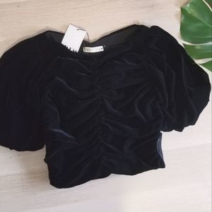 Zara Velvet Rouched Top
